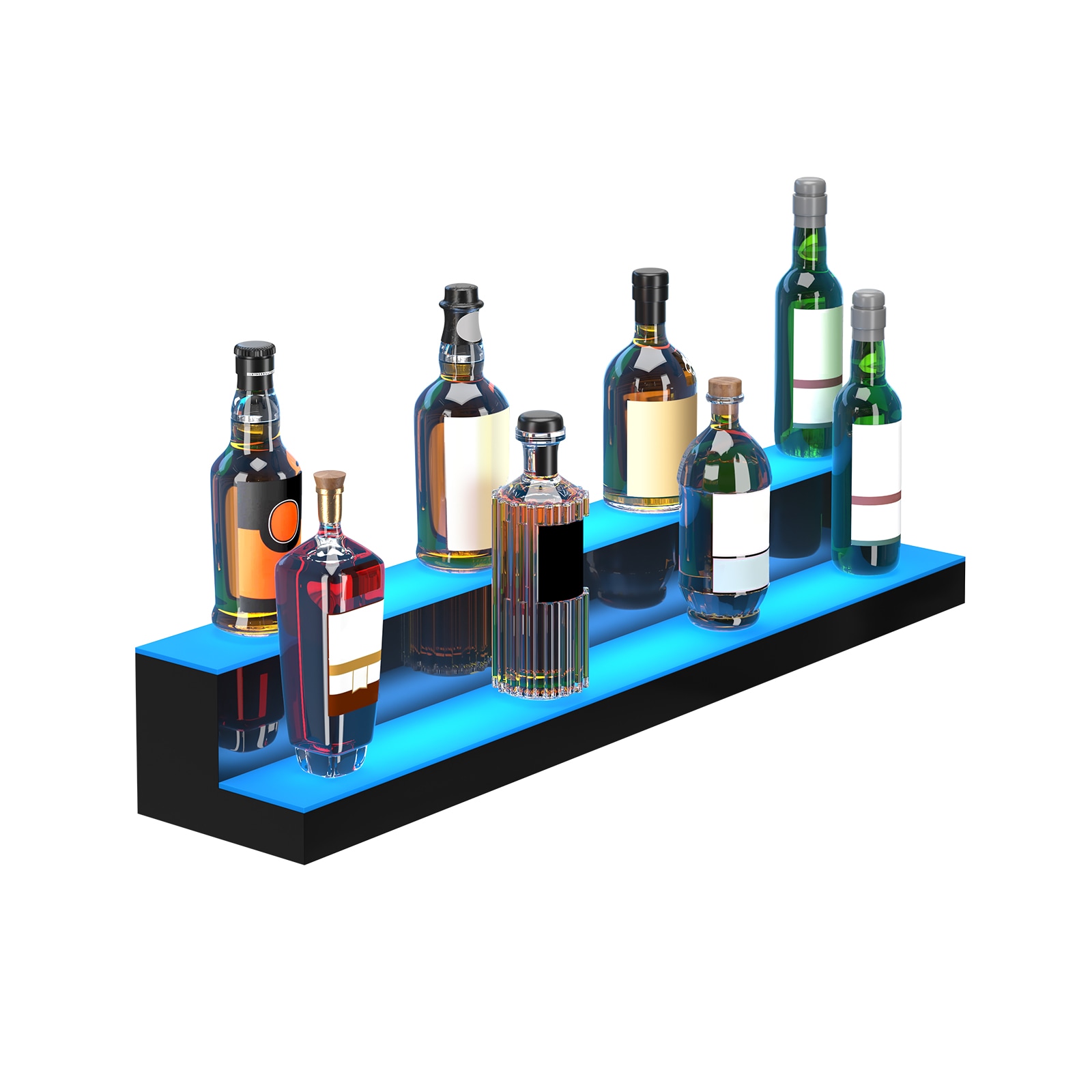 LED Lighted Liquor Bottle Display Bar Shelf RF & App Control 40" 2-Step_voghion.com